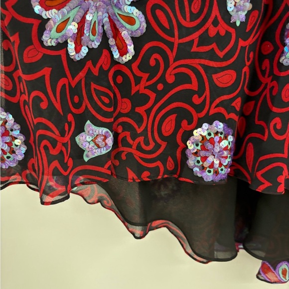 Nicole miller vintage Y2K 90s boho artsy floral sheer Embellished skirt sz 0 25 - Picture 10 of 16